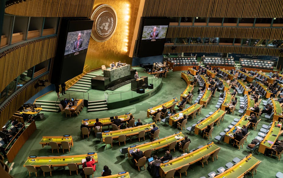 UN general assembly in session in 2022.