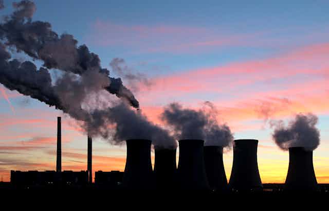 Emissions from factories swirling into the atmosphere
