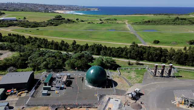 an aerial view of the Malabar Biomethane Injection Plant in Sydney, NSW.