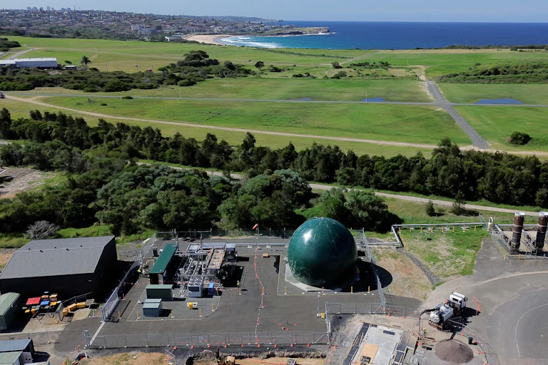 an aerial view of the Malabar Biomethane Injection Plant in Sydney, NSW.