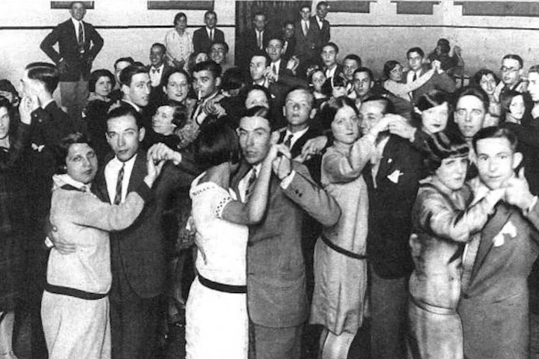 A group of young people dance in a Madrid dance hall in 1928.