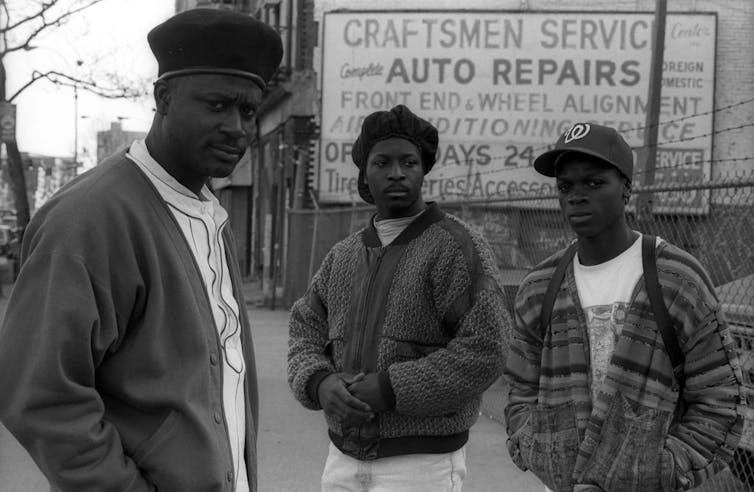 Rap group Poor Righteous Teachers in New York City.