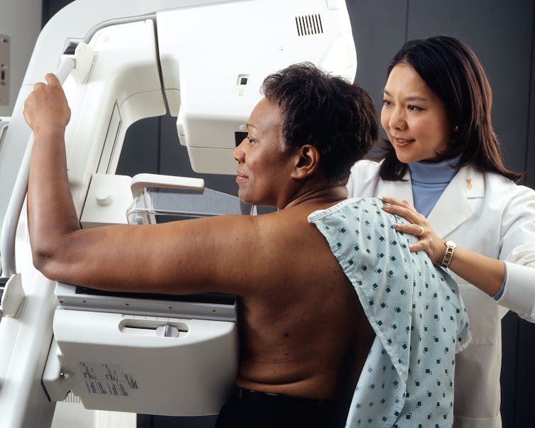 African-Australian woman has a mammogram