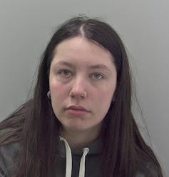 Police mugshot of teenaged girl