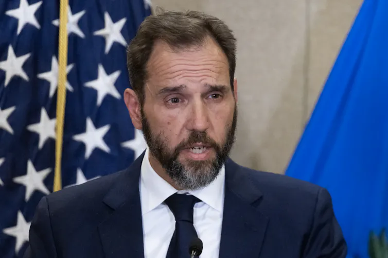 US special counsel Jack Smith speaks to the press August 1 2023