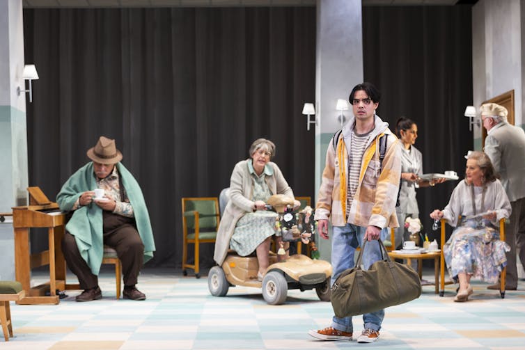 Production image: a nursing home, and a teenager.