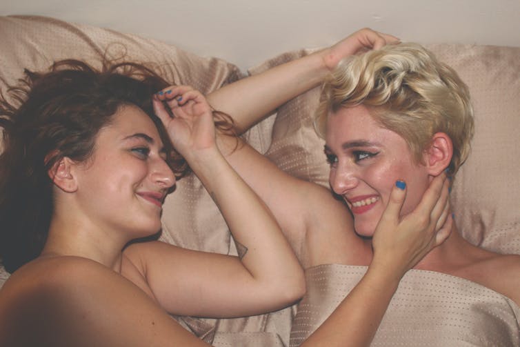 Women are much more likely to orgasm from same-sex encounters. pixels/mahrael boutros