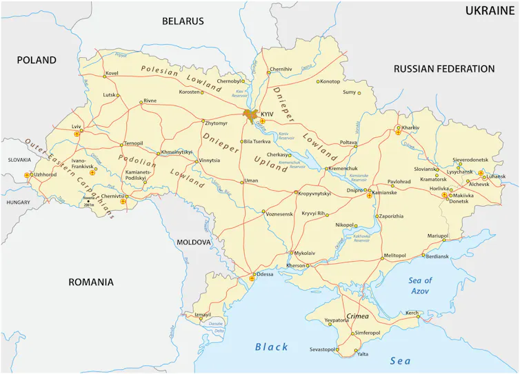 Map of Ukraine's borders in 1991