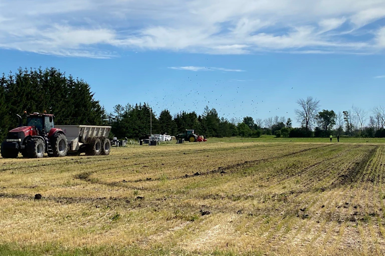 A field with a tractor