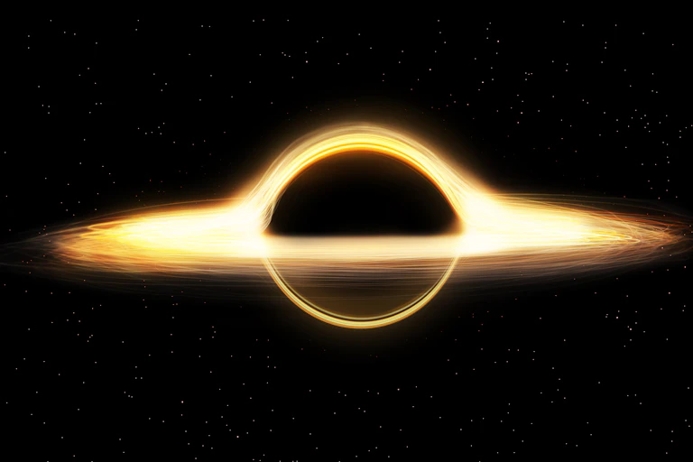 A glowing disk with elongated sides on a black background