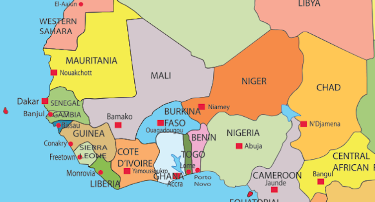Map of Ecowas countries