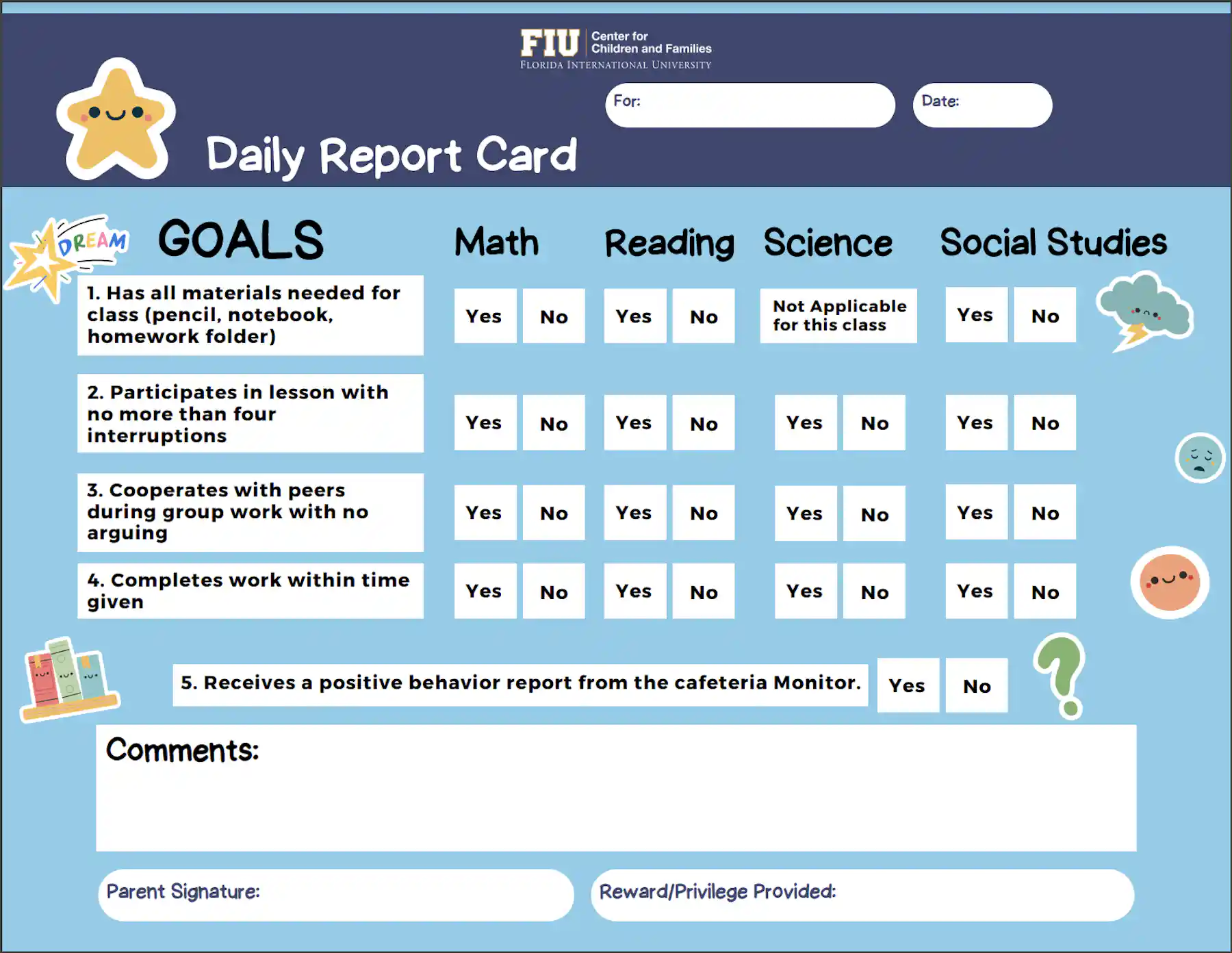 Example Adhd Ab Report Daily report cards can decrease disruptions for children with ADHD