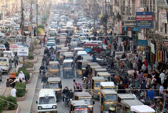 Busy street in Karachi.