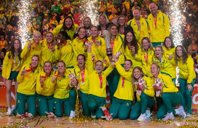 Australia team celebrates winning the netball world cup
