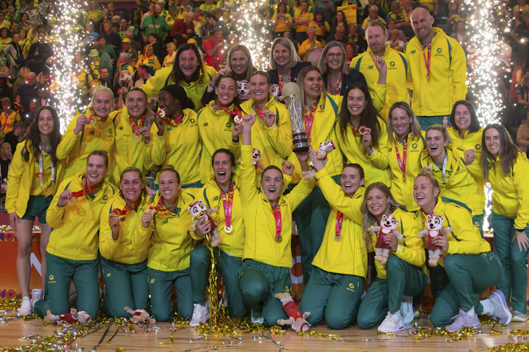 Australia team celebrates winning the netball world cup