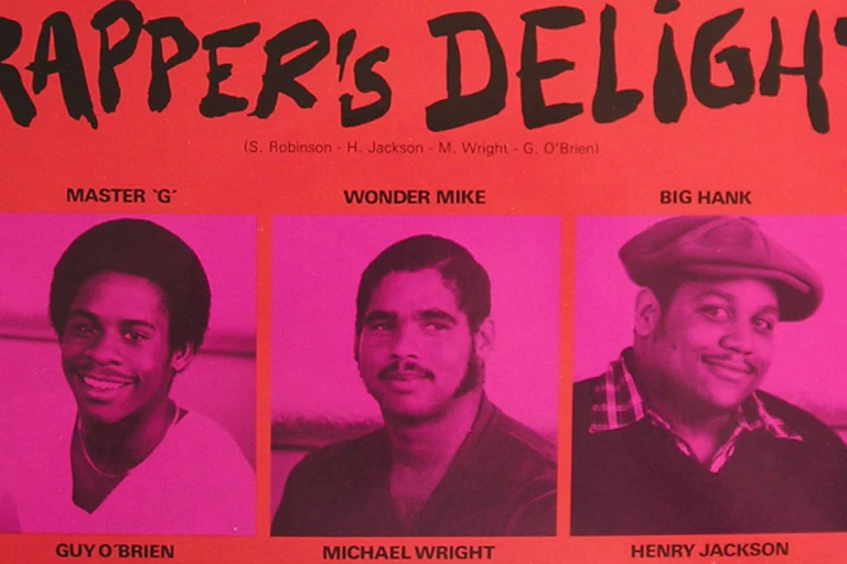 Three rappers on an LP cover.