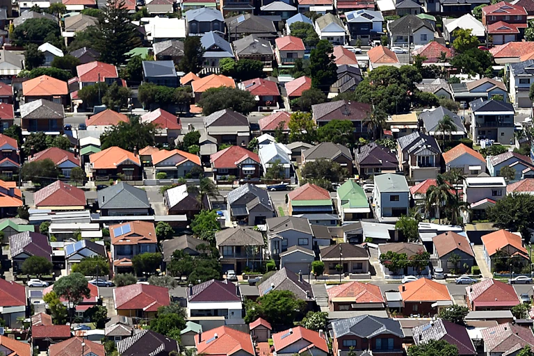 Aerial view of suburban houses