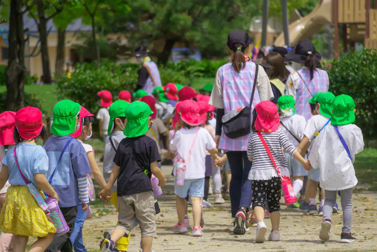 Preschool children on a day trip.