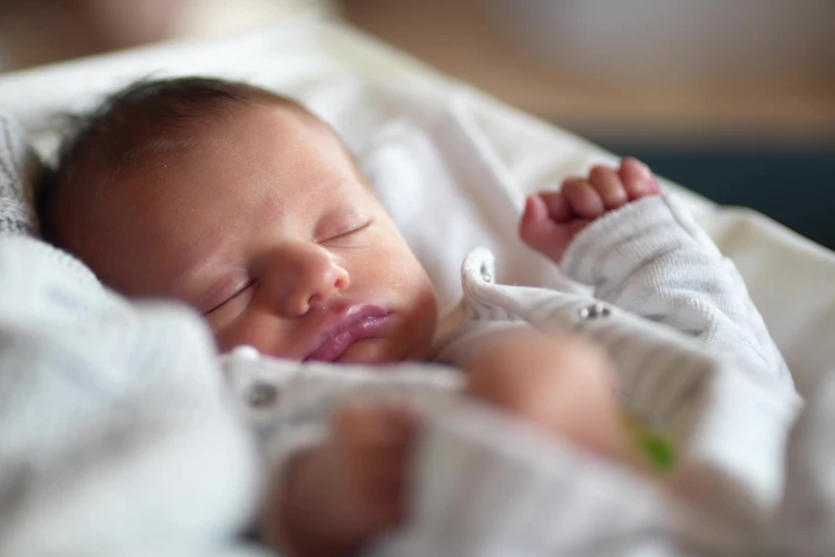 Close up image of sleeping baby