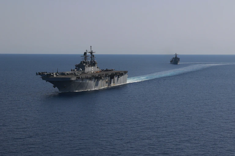 US navy warships travelling through the Red Sea