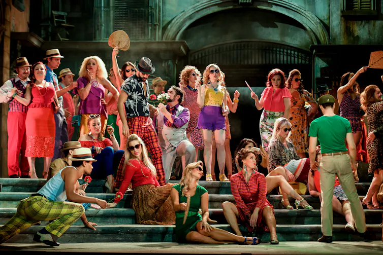 Colourful opera performers.