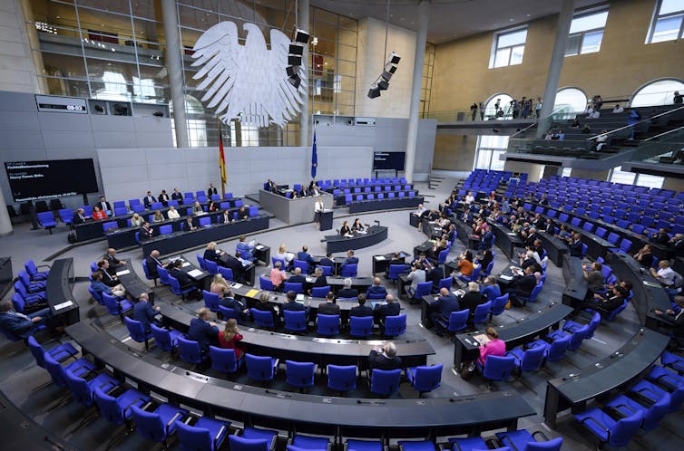German lawmakers seen in session at the Bundestag.