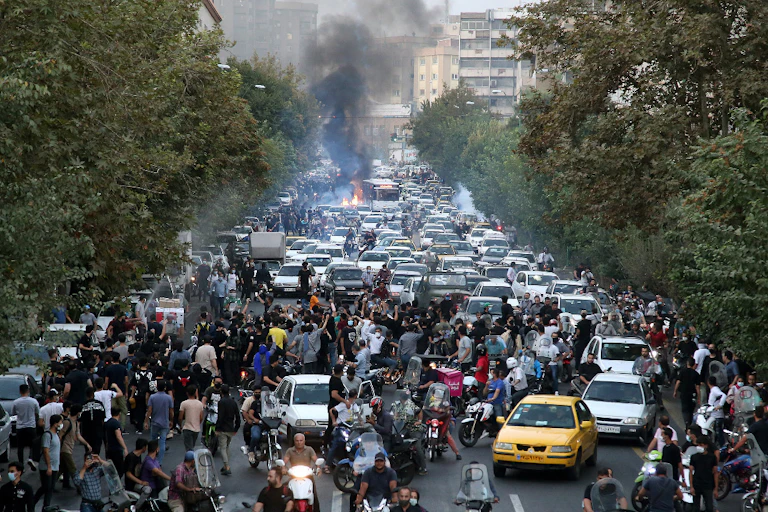 A mass demonstration in Tehran after the death of Mahsa Amini