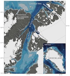 Annotated map of Greenland glaciers