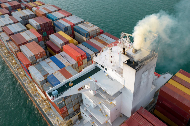 A container vessel emitting steam or white smoke.