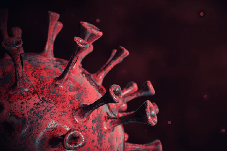 A simulation of a COVID virus