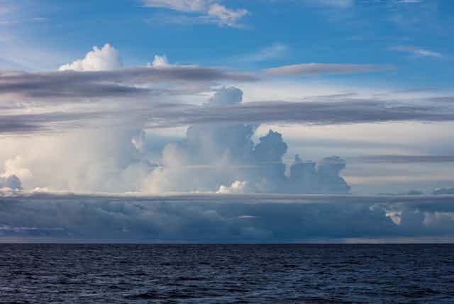 Clouds gather over the seascape near New Britain in Papua New Guinea.
