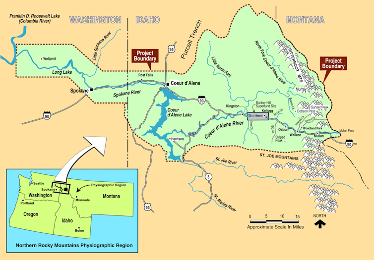 A map shows the Superfund site including Cuoer d'Alene Lake