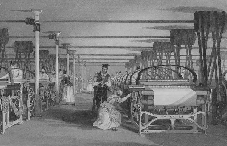 Tejido en telar mecánico en 1835