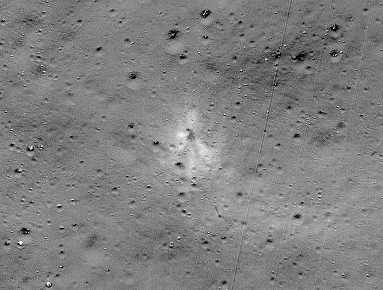 The impact site of the Vikram lander on the Moon.