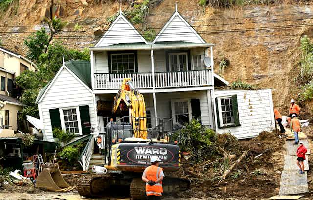 A house damaged by extreme flooding