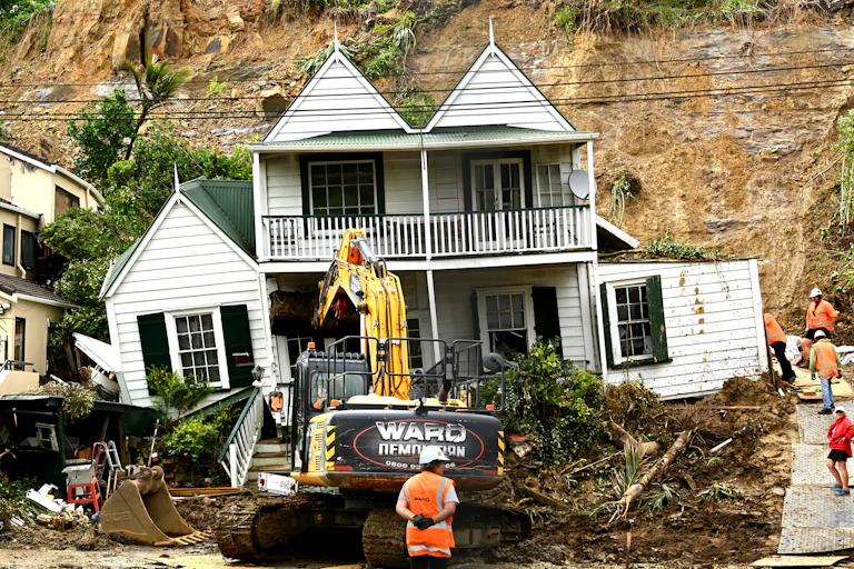 A house damaged by extreme flooding
