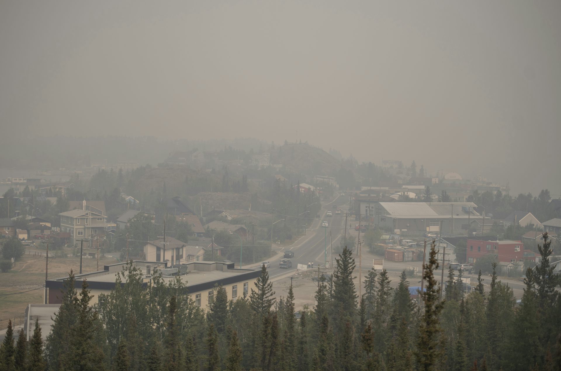 A city obscured by smoke