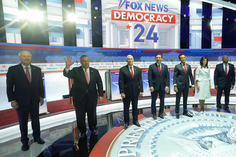 Republican candidates for president at a US television debate.