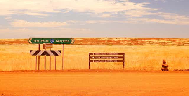 Road sign between Tom Price and Karratha, Western Australia