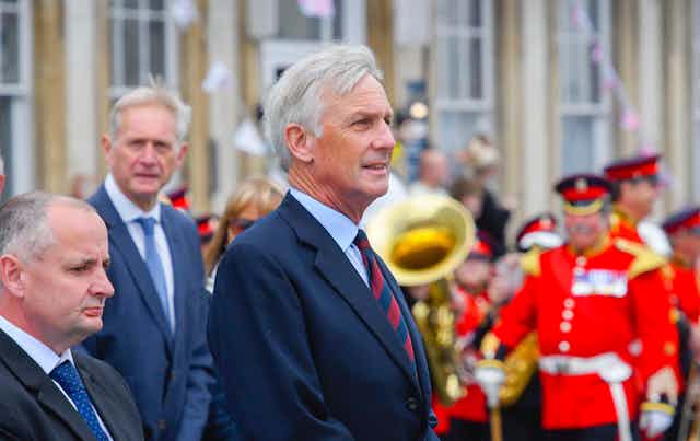 Richard Drax, Conservative MP for South Dorset at the Veterans parade at Weymouth in Dorset. 