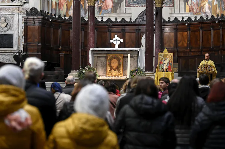 Ukrainian refugees celebrate Orthodox Easter in Rome, April 2023.