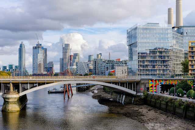 The river Thames with luxury apartments.