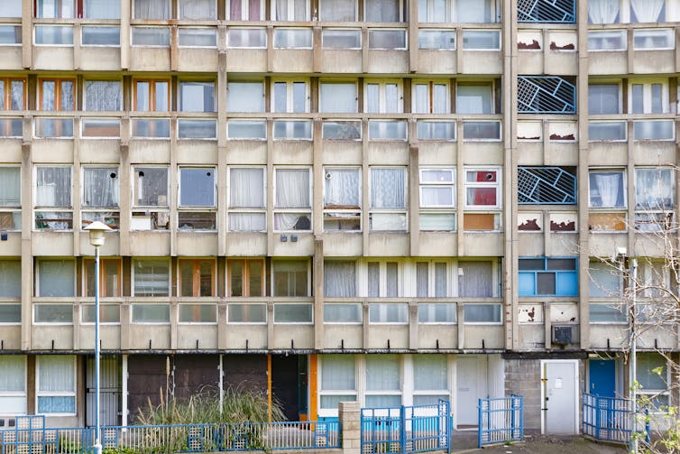 The façade of a high-rise building.
