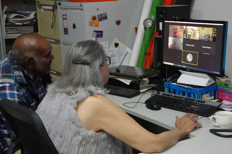 Dharriwaa Elders Group’s Clem Dodd and Virginia Robinson meet with other First Nations water advocates, convened by the Stockholm Water Institute.