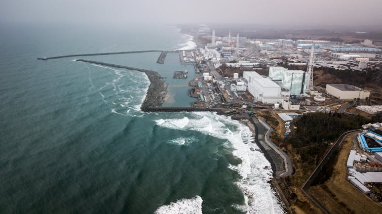 An aerial view of the Fukushima Daiichi nuclear power plant.