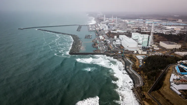 An aerial view of the Fukushima Daiichi nuclear power plant.