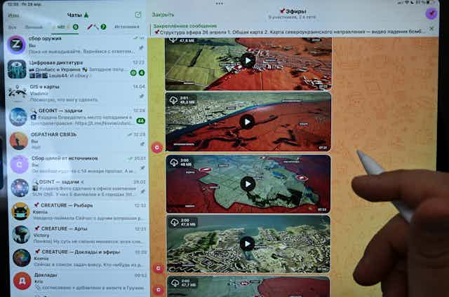 Écran d'ordinateur sur lequel est affichée la chaîne Telegram Rybar