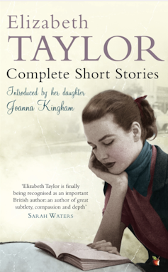 Book jacket showing Elizabeth Taylor as the author reading the book.