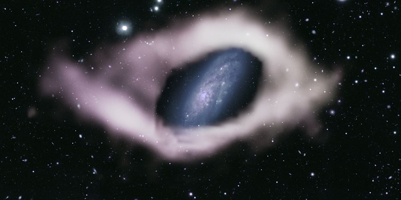 Les astronomes ont découvert une rare « galaxie à anneau polaire » enveloppée dans un énorme ruban d’hydrogène