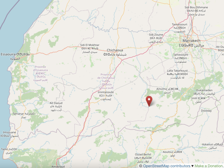 Morocco earthquake map